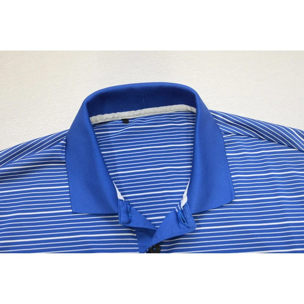 Adidas Golf Polo Shirt Mens Large Striped‎ Short Sleeve Athletic Performance EUC